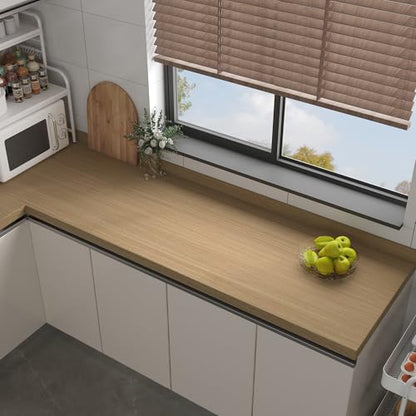 16"x118" Light Brown Wood Grain Contact Paper No Bubbles Self Adhesive Wallpaper Waterproof Wood Vinyl Wrap Matte Wooden Peel and Stick Wallpaper Faux Natural Wood Stickers for Cabinets Drawer Table - color: Light Brown, size: 15.7" x 118"