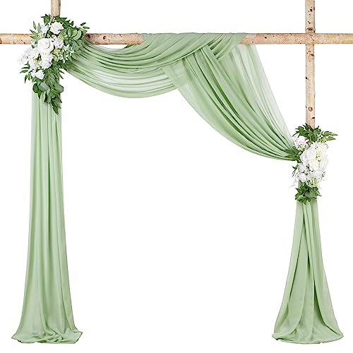 Wedding Arch Drape Sage Green Wedding Decor 3 Panels 6 Yards Chiffon Fabric Backdrop Curtain for Ceremony Party Ceiling - color: Sage Green, size: 6 Yards 3 Panels