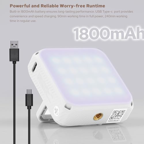 ZENIKO VS5 R Magnetic RGB LED Video Light with Soft Diffuser, Small Panel Light for Photography, Vlog, Live Streaming, HSI 36000 Colors, 2500K-8500K, CRI 95+, TLCI 96+, 13 FX Modes, APP Control - color: White