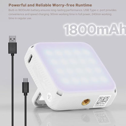ZENIKO VS5 R Magnetic RGB LED Video Light with Soft Diffuser, Small Panel Light for Photography, Vlog, Live Streaming, HSI 36000 Colors, 2500K-8500K, CRI 95+, TLCI 96+, 13 FX Modes, APP Control - color: White