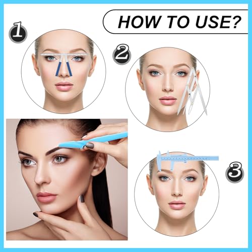 Weewooday 6 Pieces Tattoo Eyebrows Rulers 3 Point Positioning Ruler Mini Caliper Double Scale Vernier Calipers Eyebrow Caliper Microblading Ruler Measuring Tool with Eyebrow Shaver (Blue) - color: Blue