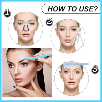 Weewooday 6 Pieces Tattoo Eyebrows Rulers 3 Point Positioning Ruler Mini Caliper Double Scale Vernier Calipers Eyebrow Caliper Microblading Ruler Measuring Tool with Eyebrow Shaver (Blue) - color: Blue