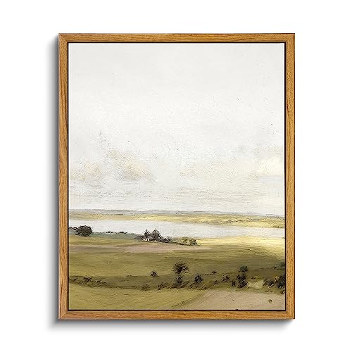 VIYYIEA Framed Canvas Wall Art Home Decor, Farmhouse Decor Rolling Valleys under Clear Skies Rustic Wall Painting, Vintage Art for Bedroom Office Living Room Decor, 9"x11" - color: A Hilly Landscape, size: 11"L x 9"W