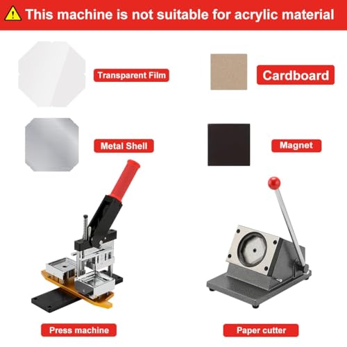 Square Photo Fridge Magnet Maker Machine Kit, 2inch DIY Refrigerator Sticker Making Machine with Paper Cutter, 200 Sets Material, for Custom Badge