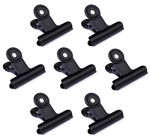 20 Pack 2 Inch Polished Steel Clips, Metal Bulldog Binder Clips, Large Hinge Paper Clips Clamps for Food Bags, Pictures Photos, Art Crafts, Home Office Supply (Black) - color: Black