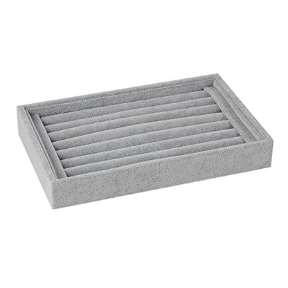 AKOAK 1 Pack Jewelry Display Tray Wooden Flannel Dresser Ring Earring Bracelet Watch Storage Case Portable Display Rack (gray) - color: gray