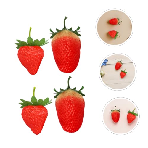 Abaodam 30pcs Realistic Faux Strawberries Artificial Red Strawberry Models Plastic Fruit Decorations for Home Kitchen Party Photography Props