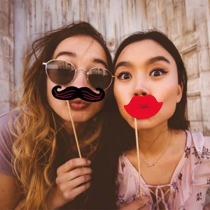 Birthday Photo Booth Props Kit, 25 PCS Black & Gold Party Birthday Selfie Props, Easy-to-Assemble DIY Photo Booth Props Set, & Funny Photography Booth Props for Women & Girls - color: 25p Photo Booth Props Kitcs