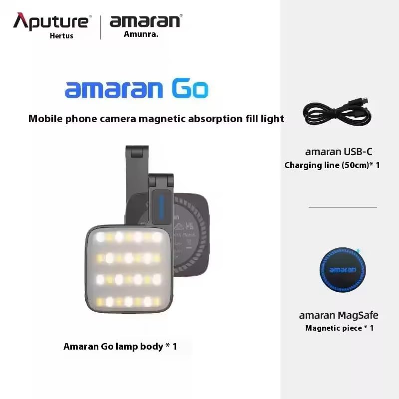 Magnetic Selfie Phone Light,Amaran Go Dual LED Light Source with Adjustable Mirror Light CCT 2700K-6500K,Rechargeable for Selfie,Makeup,Video Conference,TikTok,for iPhone & Android (Charcoal) - color: Charcoal