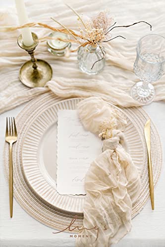 Ling's Moment Luxury Cloth Wedding Napkins - 19x19 Inch Reusable Cheesecloth Linen Napkins for Wedding Reception, Bridal Shower, Dinner Table - Washable, Durable (Set of 10), [Ivory] - color: Wht-ivory
