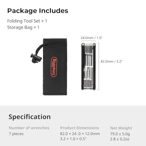 SMALLRIG Folding Tool Set with Screwdrivers and Hex Key Wrenches, Seven Functional Tools Included (Black) - 4681 - color: Black