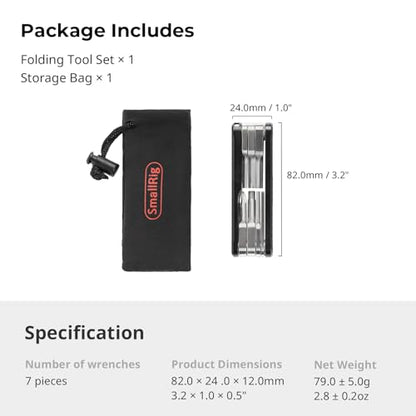SMALLRIG Folding Tool Set with Screwdrivers and Hex Key Wrenches, Seven Functional Tools Included (Black) - 4681 - color: Black