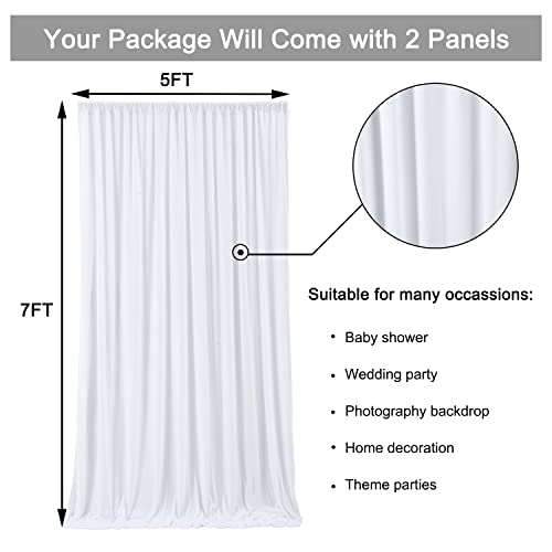 10 ft x 7 ft Wrinkle Free White Backdrop Curtain for Wedding Parties, Polyester Photography Backdrop Drapes for Birthday Parties Stage Backdrop Stand, White Background Curtains, 5x7FT 2 Panels - color: White, size: 5'(W) x 7'(H), 2 panels