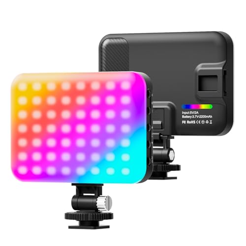 Hagibis RGB Camera Light,360°Full Color Portable Video Light LED Photo Light w Cold Shoe,2200mAh Rechargeable CRI97+,20Effects Lighting for Photography/Advertising Poster/Short Film (RGB-Black)