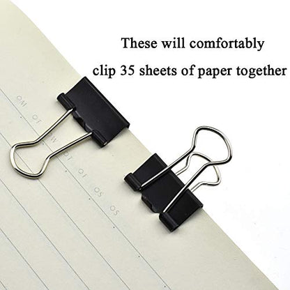 HAHIYO Binder Clips Paper Clamps Spring Steel Sturdy Small 0.75 inches Width 0.28 Inch Capacity No Sharp Edges Heavy Duty Tight Grip Reusable Black Metal Bright Finish for Home Office School 30 Pack - size: 0.75in-30P