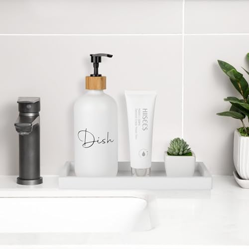 Bathroom Tray, Small Vanity Tray Silicone Soap Dish Sponge Holder Kitchen Sink Organizer Bathroom Accessories for Countertop, Toilet, Shower, 2 Pack, White - color: White, size: 2-Pack (7.9" x 4.0")