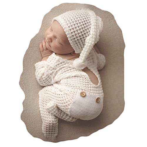 Zeroest Newborn Photography Props Boy Outfits Baby Photo Props Outfit Newborn Boy Photo Shoot Hat Set (Cream) - color: Cream