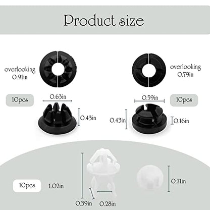 30 PCS Hood Prop Rod Holder, Prop Rod Clips, Grommet Clips for Most Cars, Black & White