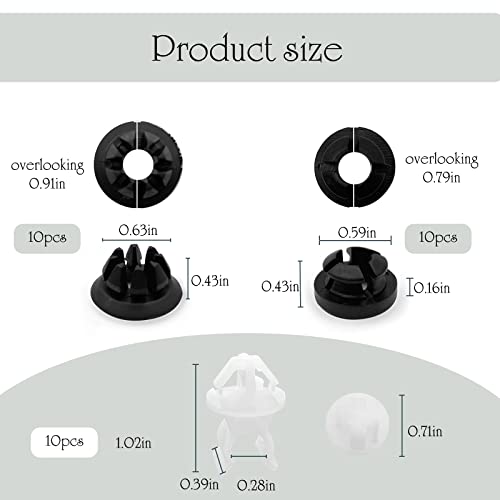 30 PCS Hood Prop Rod Holder, Prop Rod Clips, Grommet Clips for Most Cars, Black & White
