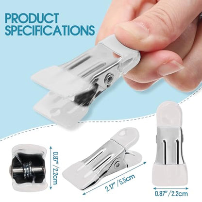 Clothes Pins Heavy Duty 30 Pack - 2.17 Inch Metal Chip Clips, Clothespins for Photo Drying Clothesline Laundry Sock, Bag Clips for Food Kitchen Stainless Steel with Rubber, White - color: White