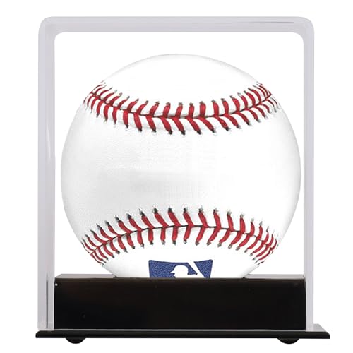 Pro Collector's UV Protection Softball Display Case Baseball Display Case Stand Championship Square BoxClear Display Cube for Official 12 Inches Ball Ball Storage Collections (Black Plastic Stand)
