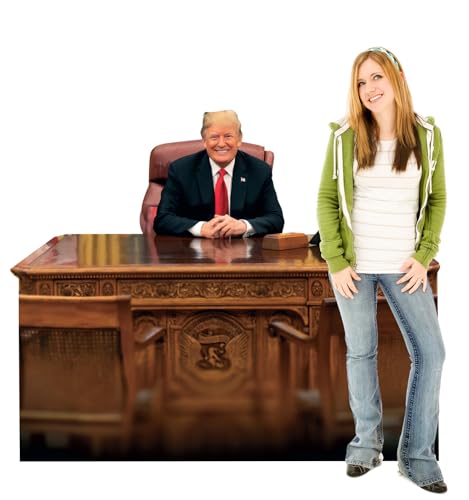 Cardboard People President Trump Sitting Behind The Resolute Desk Life Size Cardboard Cutout Standup - color: President Trump Sitting Behind the Resolute Desk