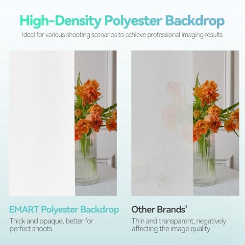 EMART Portable Photography Backdrop Stand Kit 7 x 10 ft with 6 x 9 ft White Backdrop, Adjustable Background Support System for Photo Video Studio, Photoshoot, Party, Live Game, Interviews - size: 7*10ft Stand/6*9ft Backdrop