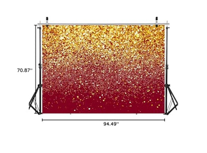 8x6ft Red Glitter Backdrop Birthday Gold Spots Bokeh Wedding Prom Graduation Photography Background X-126 - color: Red, size: 8X6ft