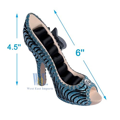 Ring Holder High Heel Shoe Design Fashion Jewelry Organizer Display Birtyday Gift (Turq) - color: Turq