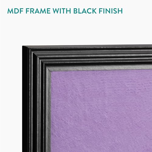 Navaris Framed Fabric Bulletin Board - 18 x 24 inches Plush Jewelry Organizer Pinboard for Wall - Memory Memo Pin Board - Purple with Black Frame - color: Black / Purple