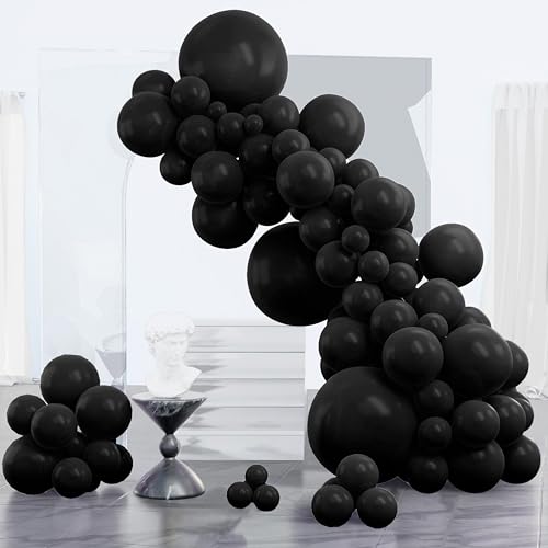 PartyWoo Black Balloons 85 pcs Different Sizes of 18 12 10 5 Inch Black Balloons Arch Kit Garland for Baby Shower Birthday Graduation Casino Gaming Anniversary Race Car Party Decorations Black-Y18 - color: Black-y18
