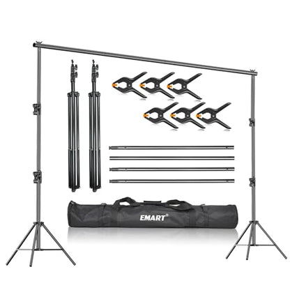 EMART Heavy Duty Background Stand, 9.2 x 10ft Adjustable Backdrop Support System Kit with Carry Bag for Photography - size: 10ft X 9.2ft