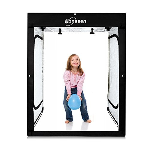 Professional Large Photo Light Box Photography Studio 47"x32"x63" LED Dimmable Shooting Tent Continuous Lighting Cube Softbox for Portrait Clothing Photography with 3 Color Backdrops Black - size: 47x32x63inch