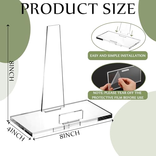 RattanView 8 Inch Acrylic Plate Stand for Display Acrylic Easel Holder Clear Picture Frame Book Magazine Stand with Square Block Base for Table Home Office Exhibit - size: 8 inch