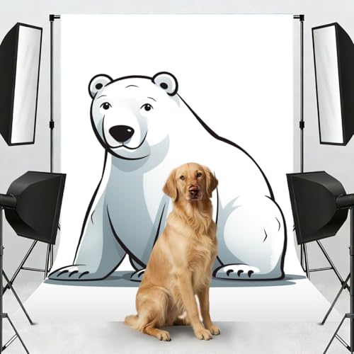 Polar Bear Backdrop Background for Photography 5x7ft Photobooth Professional Photo Backdrop Curtains Video Photography Studio Photo Backgrounds Banner Booth Background Screen Parties - color: Polar Bear