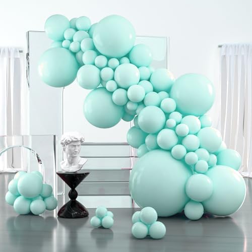 PartyWoo Teal Balloons 127pcs Different Sizes Pack of 36 18 12 10 5 Inch Turquoise Balloon Arch Kit for Baby Shower Gender Reveal Wedding Engagement Birthday Pool Tea Party Decorations Blue-Q03 - color: Mint-q03, size: 127PCS
