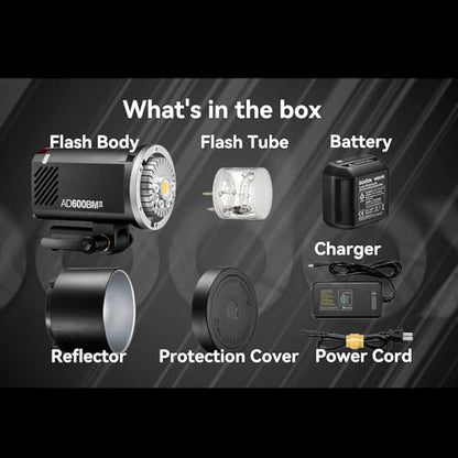Godox AD600BM II AD600 BM II AD600BMII Flash, 0.01-1.9s Recycle/One-Tap Sync with X3/GN87 40W Modelling Led/16 Color Group Indicators/Flash Duration 1/220-1/11760s/Power Range from 1/1 to 1/512