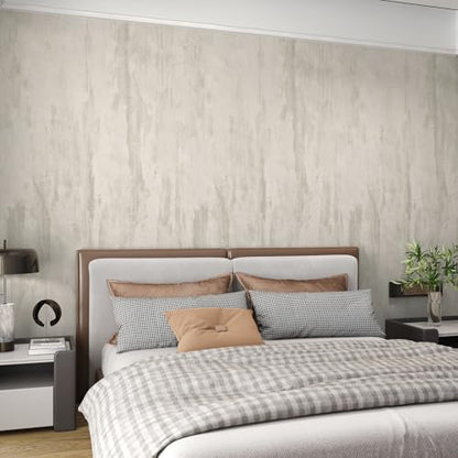 TOTIO Cream Concrete Wallpaper Peel Stick Milky White Plaster Effect Contact Paper 16x590inch Air Guide Slot Design Matte Thick Self-Adhesive Waterproof Vinyl Wrap Modern Industrial Style Wall Sticker - color: Ivory White, size: 16" x 590"