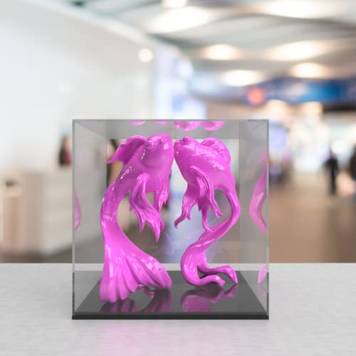 10 Inch Box Clear Acrylic Display with Black Base Versatile Square Merchandise Storage Bin or Retail Product Riser POP Display by Marketing Holders - color: Clear, size: 10"W x 10"D w/Blk Base
