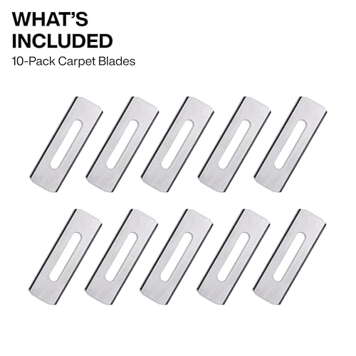 Klein Tools 44128 Carpet Utility Blades 10-Pack, Round Corner Knife, Heavy-Duty Utility Knife Replacement Blades, Carpet Cutter Tool for Flooring and Rug Cutting - style: 10-Pack Blades