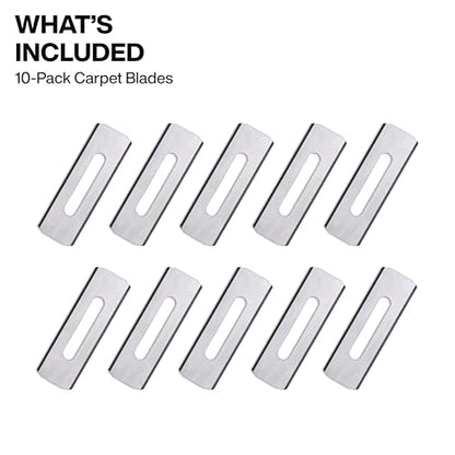 Klein Tools 44128 Carpet Utility Blades 10-Pack, Round Corner Knife, Heavy-Duty Utility Knife Replacement Blades, Carpet Cutter Tool for Flooring and Rug Cutting - style: 10-Pack Blades