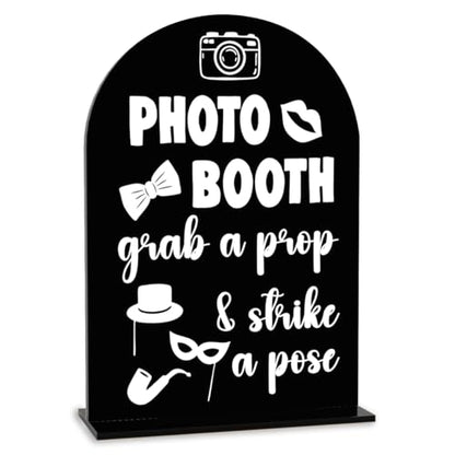 Photo Booth Sign Wedding Engagement Bridal Shower Background Table for Indoor Outdoor Ceremony Party Theme Event Photography Props Desk Acrylic Decor