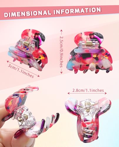 Claw Hair Clips Jaw Clamps - 12PCS Small Hair Claw Jaw Clamp for Thin Hair Styling Accessories Classic Hair Clamp for Women Girls (Flower#1) - color: Flower#1