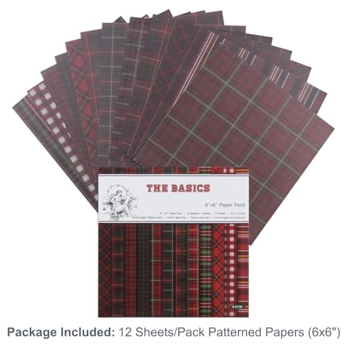12 Sheets Scrapbook Paper Pads, 12 Designs 6"x6" Single Sides Patterned CardStock Papers, 160gsm Decorative Background Craft Paper, Scrapbooking Pad for Card Making DIY Projects (Grids) - color: Grids