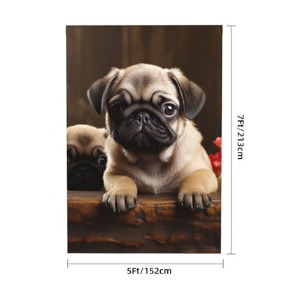 Puppys Pug Backdrop Background for Photography 5x7ft Photobooth Professional Photo Backdrop Curtains Video Photography Studio Photo Backgrounds Banner Booth Background Screen Parties - color: Puppys Pug