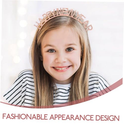 New Year Headbands 2pcs Glitter Party Hair Accessories with Rhinestones, Silver and Rose Gold Colors, Women’s Spring Festival Photo Booth Props