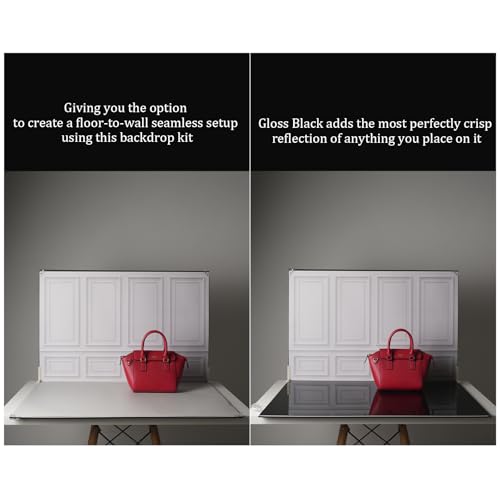 Product Photography Backdrops with Gloss Black Acrylic, 23x35in Photo Backdrop Board, 10Pcs 20Patterns Background Table Top Shooting Kit for Food, Jewelry, Cosmetics & Content Creation, MDAOCRY