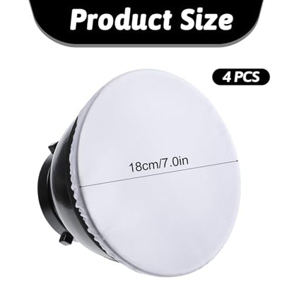 7"/18cm Light Diffuser, 4 PCS Diffuser Lamp Sock Soft Cover Soft White Diffusers Standard Cloth Diffusers Light Sock Softens The Light-Output, Lampshade Reflector Great for Studio Strobe Reflectors