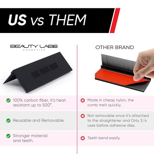 Hair Straightener Comb Removable Flat Iron Comb Attachment Clip On, Carbon Fiber, For Silky Smooth Results (BLACK) - color: Black