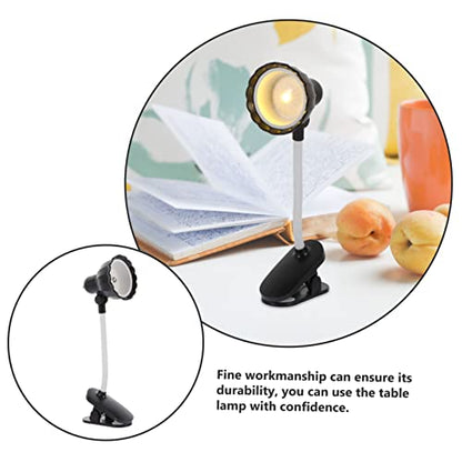 VOSAREA Mini Clip LED Desk Lamp Delicate Micro Clamp Light for Reading Bedroom Dorm Students Portable Table Lighting for Miniature Houses and Photo Props